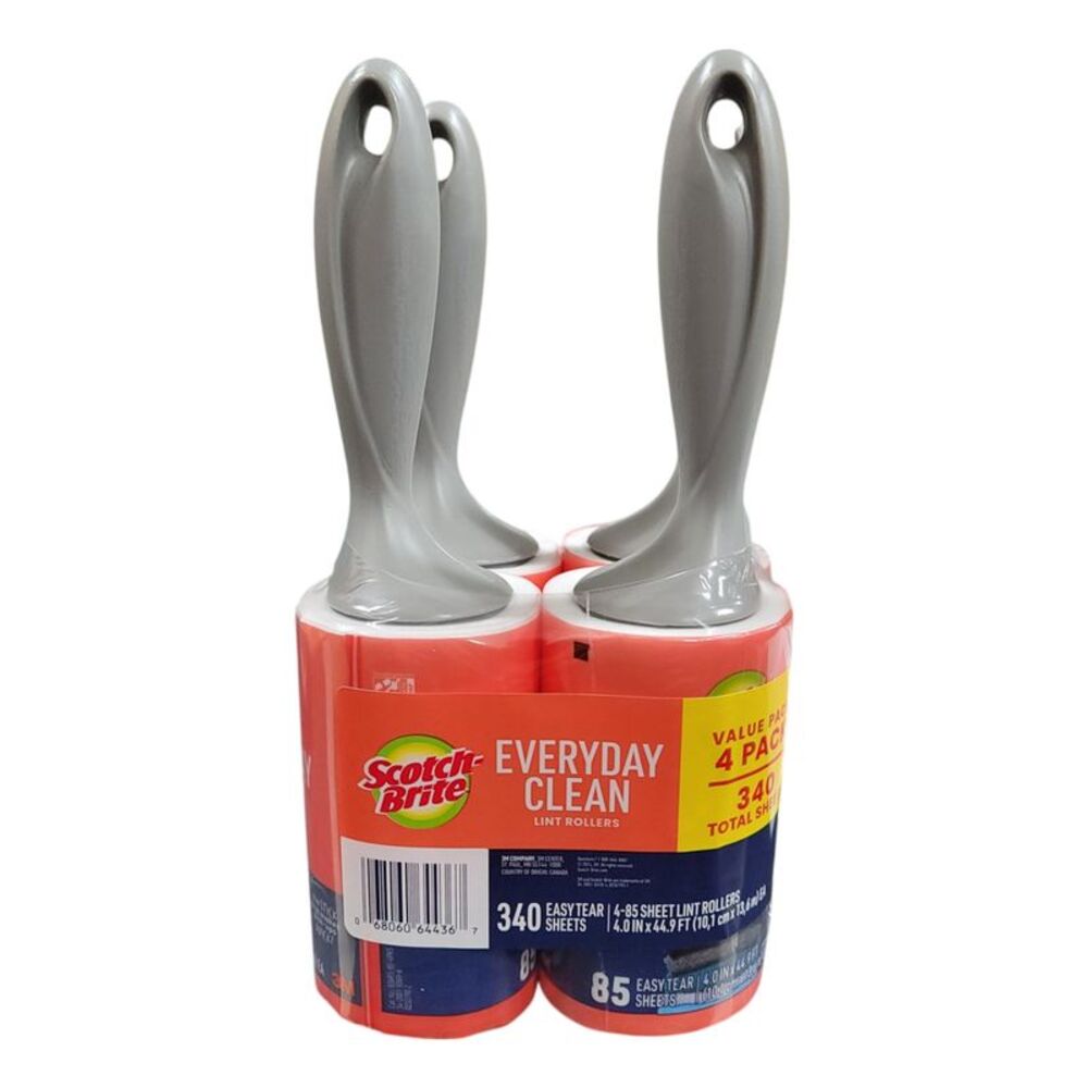 Scotch-Brite Everyday Clean Lint Rollers, 4-Roller Value Pack, 340 Total Sheets